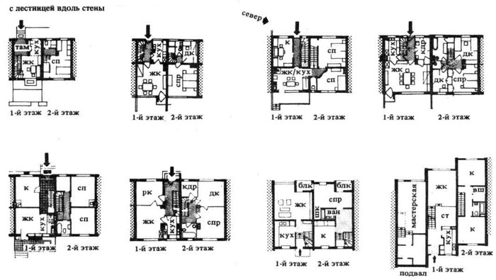 Проектирование двухэтажных жилых домов рядовой застройки. Строительное проектирование. Эрнст Нойферт, Bauentwurfslehre. Ernst Neufert