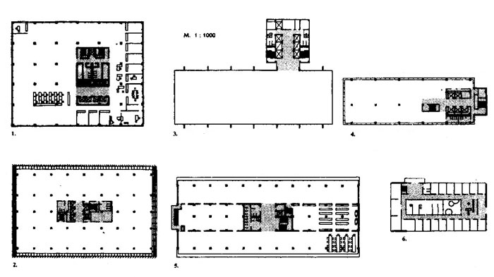 Примеры объёмно-планировочных и конструктивных  решений  высотных конторских зданий. Строительное проектирование. Эрнст Нойферт, Bauentwurfslehre. Ernst Neufert